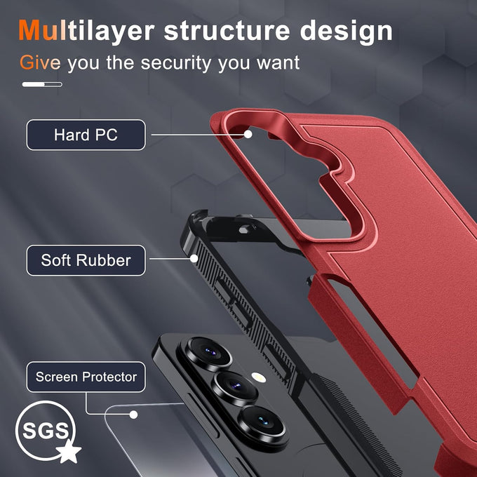 Case for Samsung Galaxy A37 5G Phone with Screen Protector,Red