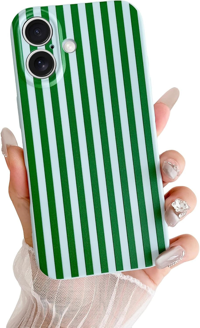 Skyseaco for iPhone 14 Case Cute Aesthetic Striped Phone Case for Women Girl Trendy Soft TPU Slim Shockproof Full Camera Protection Cover, Blue and White