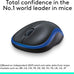 Logitech M185 Compact Ambidextrous Wireless Mouse with Rubber Grips - Blue