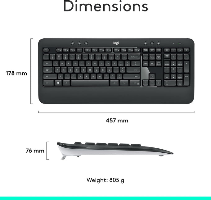 Logitech MK540 Full Size Advanced Wireless Keyboard and Mouse Combo