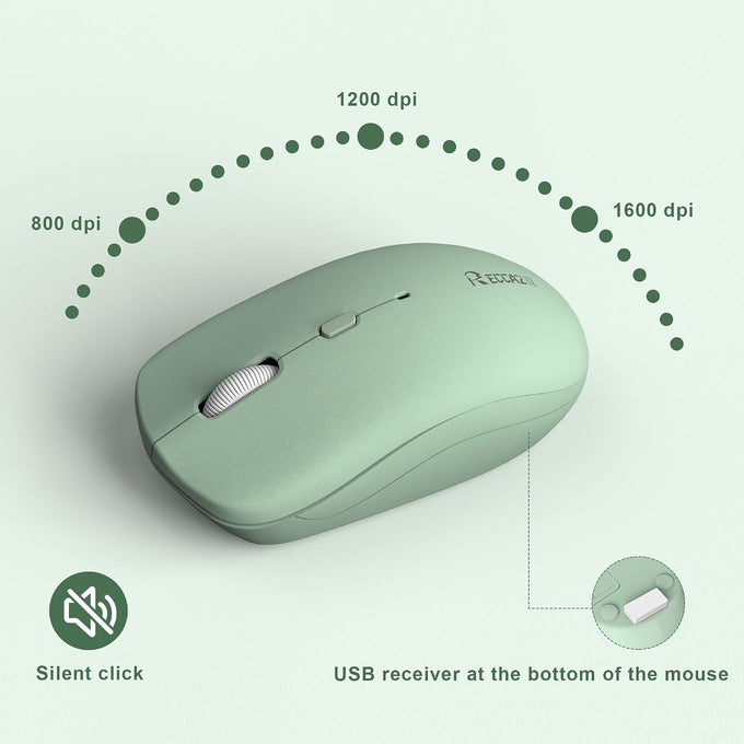 Wireless Keyboard and Mouse Combo Silent for Office and Home(Avocado Green)