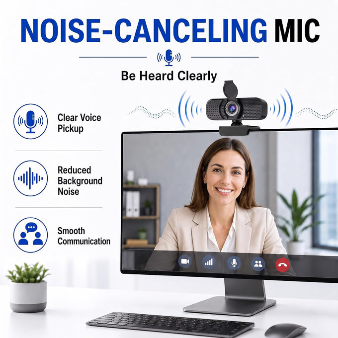 C26 1080P Webcam with Microphone USB Computer Camera USB-A-USB-C Adapter