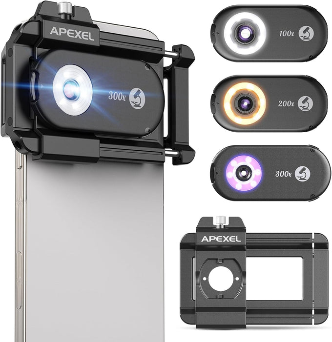 APEXEL 100X Portable Pocket Phone Microscope, Easy Focus for Beginners