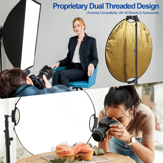 WELLMAKING 32'' Reflector Photography with tilt Adapter for Studio Outdoor