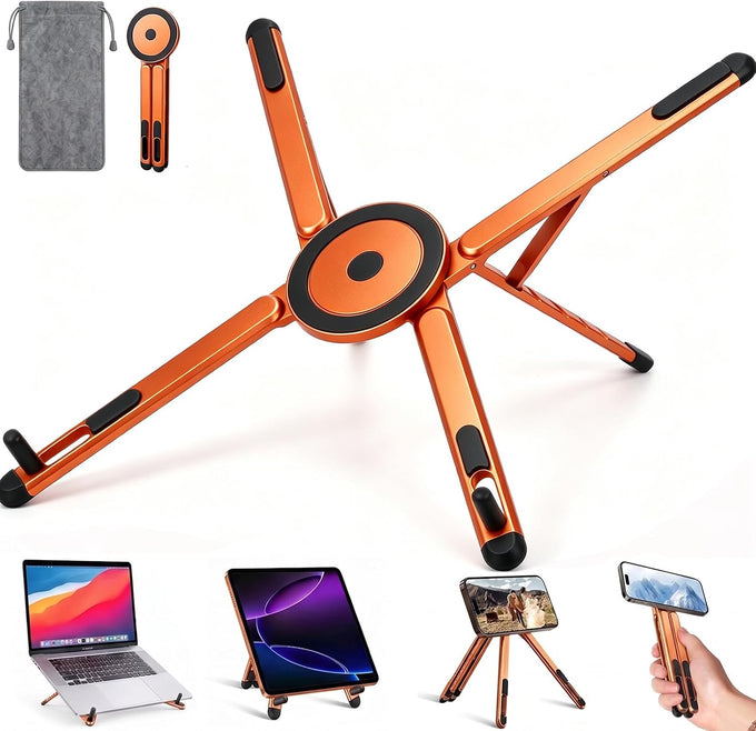 Laptop Cooling Stand with Dual RGB Fans, 7-Level Adjustable Height, Aluminum Ergonomic Laptop Cooler for 11-17'' Notebook (Gray)