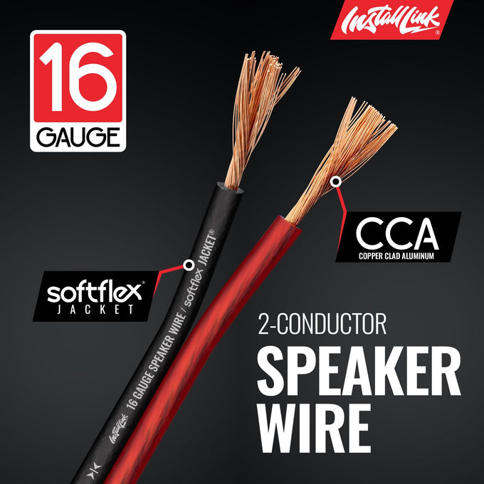Install Link 16 AWG Gauge Speaker Wire (100 Feet) Car or Home Theater (CCA)