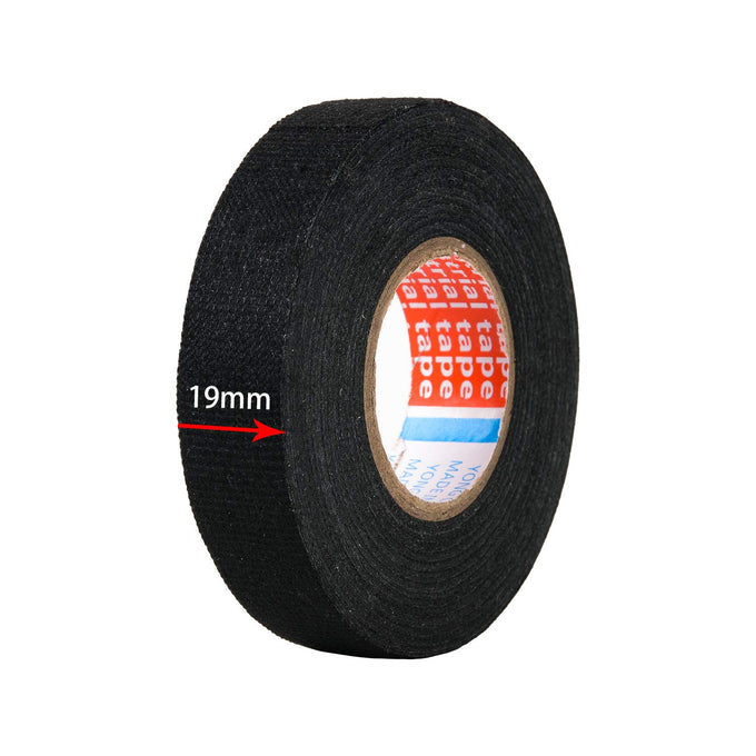HSTECH Wire Harness Cloth Tape, 3/4-Inch by 50-Foot (4 Rolls), Speaker Wiring Harness Cloth Tape, Black Adhesive Fabric Tape, for Automobile Electrical Wire harnessing Noise Dampening Heat Proof