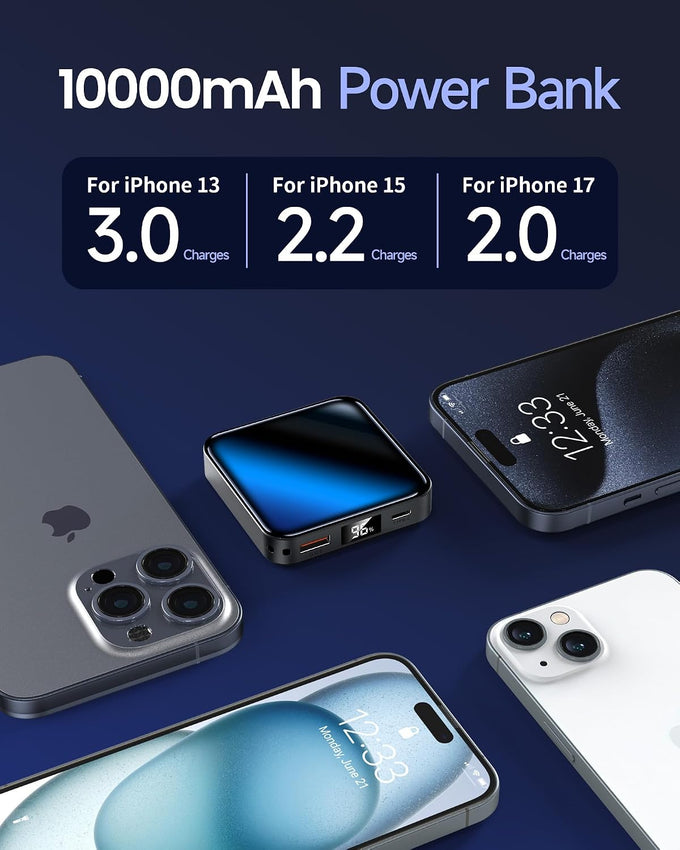 10000mAh Small Power Bank，Fast Charge Mini Portable Charger