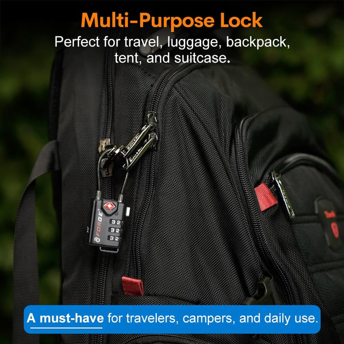 Forge TSA Approved Luggage Locks, Open Alert Cable Lock, Black, 2 Pack