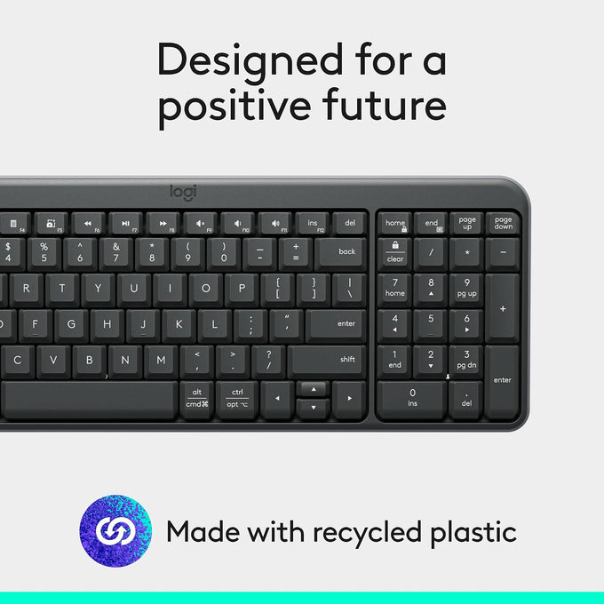 Logitech K250 Compact Wireless Bluetooth Keyboard with Number Pad, Graphite