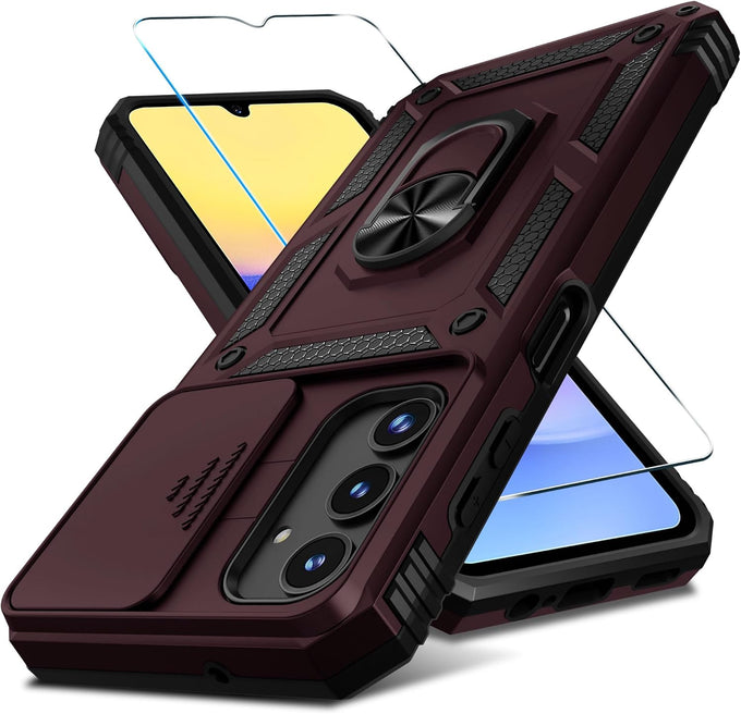 Janmitta for Samsung Galaxy A17 Case Built in Slide Camera Cover,Black