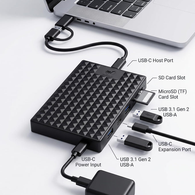 Nexus 500GB Portable External Hard Drive with Built-in Docking Station 5-in-1 USBC Hub, USB 3.1 10Gbps, SD & MicroSD, Bus-Powered, Compatible with MacBook, Laptop, iPad (500GB + 5-IN-1 DOCK)
