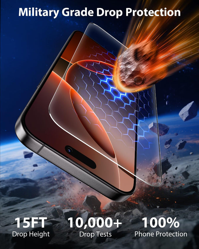 Mkeke Screen Protector for iPhone 16 Pro, 3 Pack 9H+ Tempered Glass
