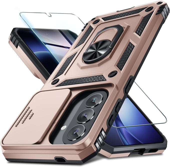 Janmitta for Samsung Galaxy A17 Case Built in Slide Camera Cover,Black