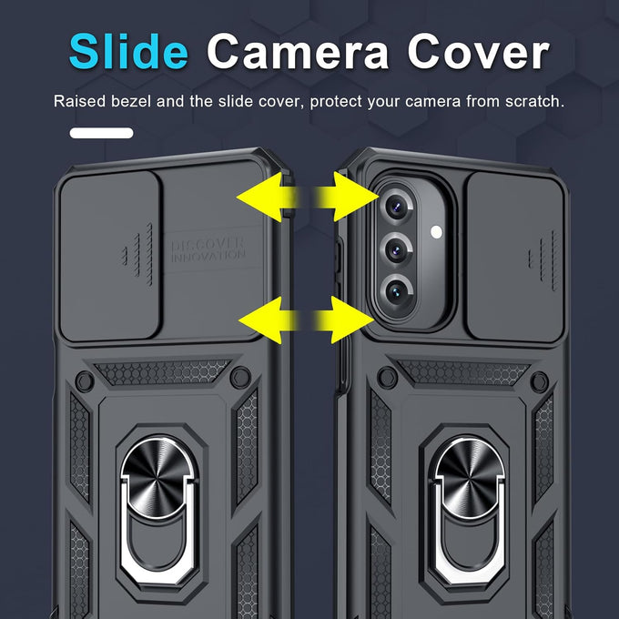 Janmitta for Samsung Galaxy A17 Case Built in Slide Camera Cover,Black