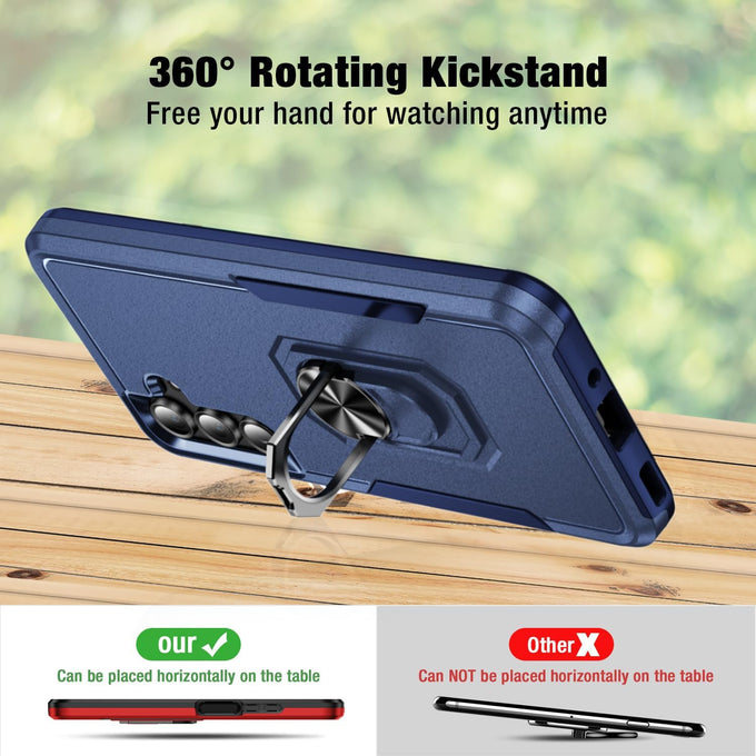 for Samsung Galaxy A17/A26 5G Phone Case [15 FT Military Grade Drop Protection] with 2x Tempered Glass Screen Protector, Heavy-Duty Shockproof Magnetic Kickstand Case for Galaxy A17/A26 5G (Dark Blue)