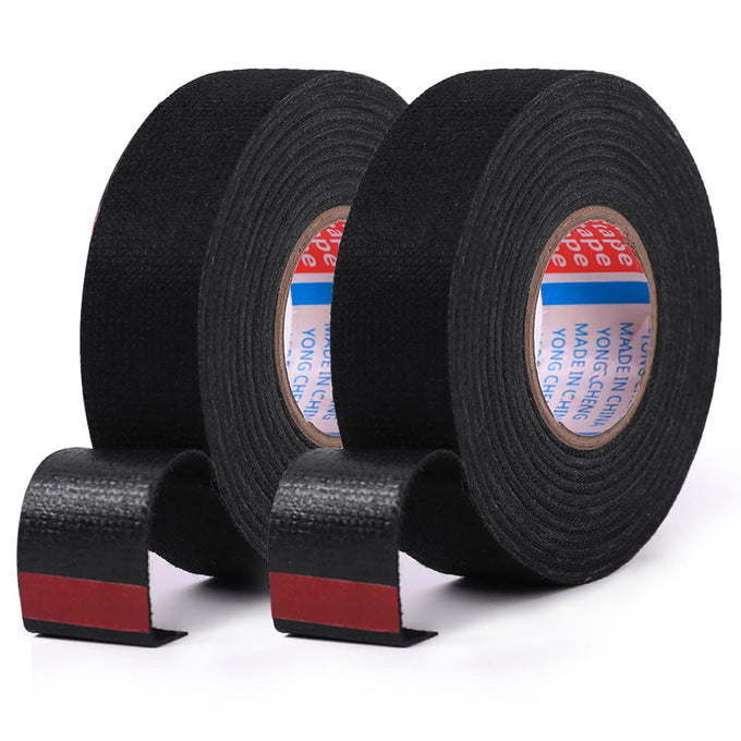 HSTECH Wire Harness Cloth Tape, 3/4-Inch by 50-Foot (4 Rolls), Speaker Wiring Harness Cloth Tape, Black Adhesive Fabric Tape, for Automobile Electrical Wire harnessing Noise Dampening Heat Proof