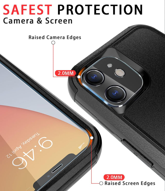 Diverbox for iPhone 11 Case [Shockproof] [Dropproof] [Tempered Glass Screen Protector],Heavy Duty Protection Phone Case Cover for Apple iPhone 11 (Black-3in1)