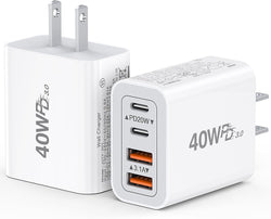 [2-Pack] 40W USB C Charger Cube Fast Charging Block Multiport Wall Plug