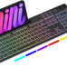 Soueto Wireless Keyboard with RGB Backlit, Phone Holder for Mac/PC, Black