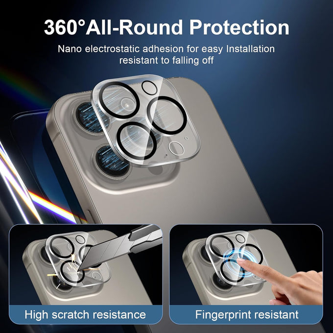 NEW'C for iPhone 16 Pro Screen Protector + Camera Lens Protector + Tool