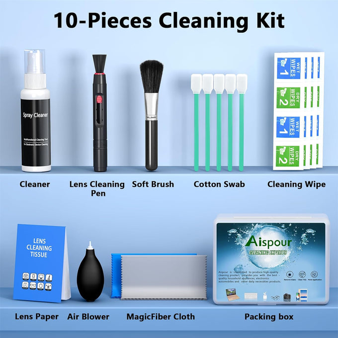 Aispour Camera Lens Cleaning Kit, 10-in-1 Camera Cleaning Kit