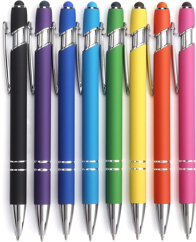 Bribobo 6 Pack Ballpoint Pen 2-in-1 Pen with Stylus tip, 1.0 mm Black Ink