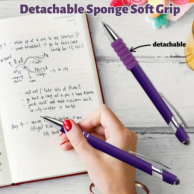 10 Pcs Deep Purple Ballpoint Pens, 1.0 mm Black Ink Stylus Pens