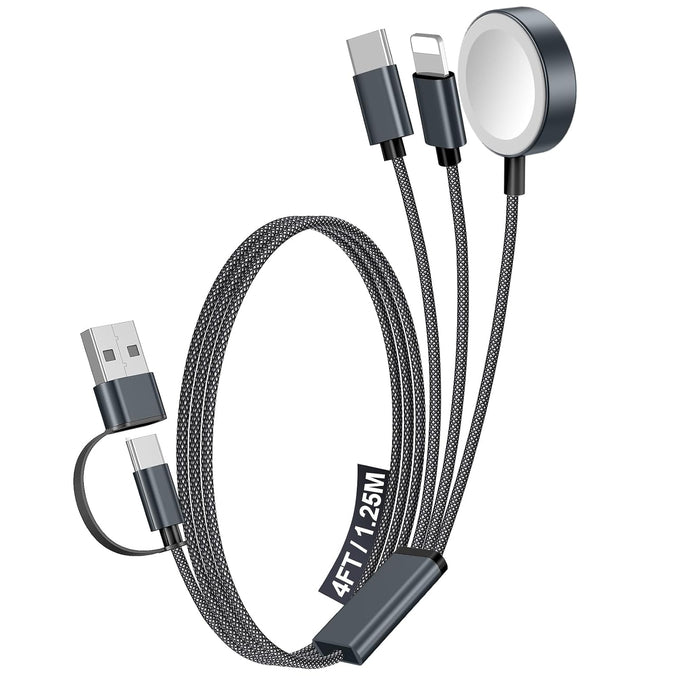 2Pack Travel Essentials for Apple Watch Charger,3-in-2 Multi Charging Cable