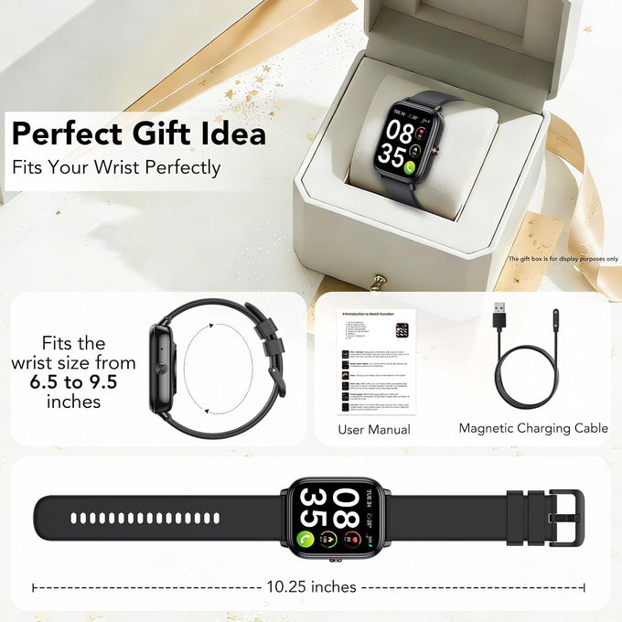 Smart Watch for Men Women (Answer/Make Calls),1.83" HD Touchscreen Fitness Tracker, 480Hrs Playtime,112+ Sports Modes,Fitness &Tracker,Health,Sleep,Fitness Watch for Android/iOS,IP68 Waterproof,Black
