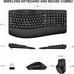 Wireless Keyboard and Mouse Combo, 2.4G Ergonomic Wave Keys(Black)
