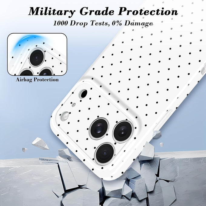 For iPhone 18 Pro Case / iPhone 17 Pro Case Cute Polka Dot Cover, White