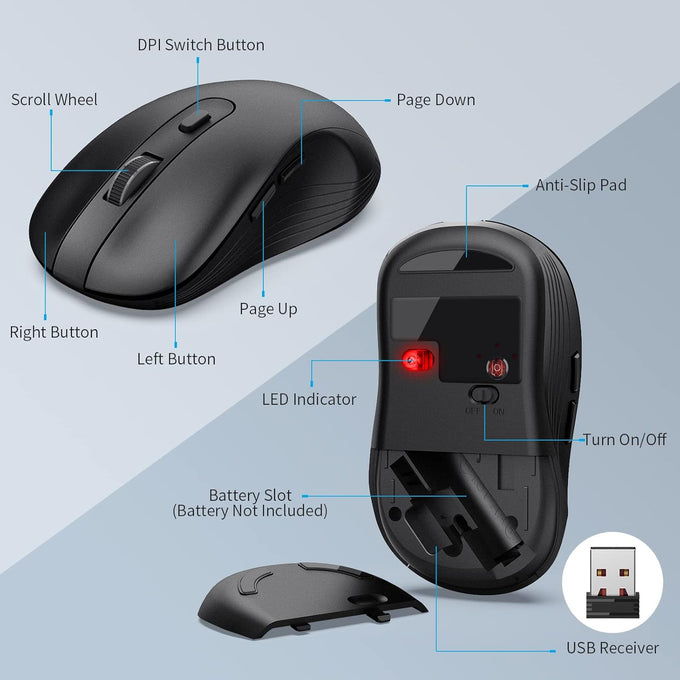 MARVO Wirelss Keyboard and Mouse Combo with Phone Holder, Full-Size, Black