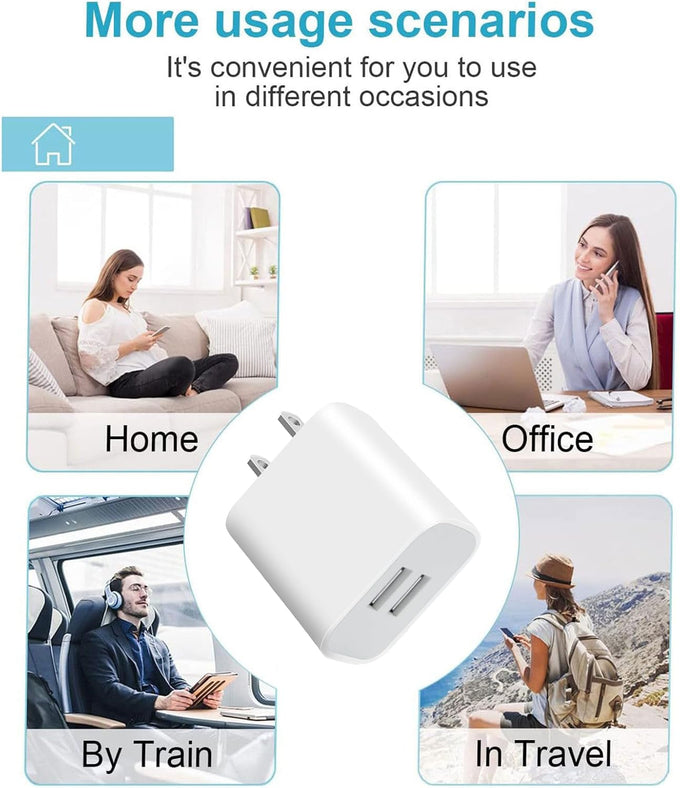 USB Wall Charger,4 Pack Dual Port Plug Adapter,Wall Outlet Charging Block