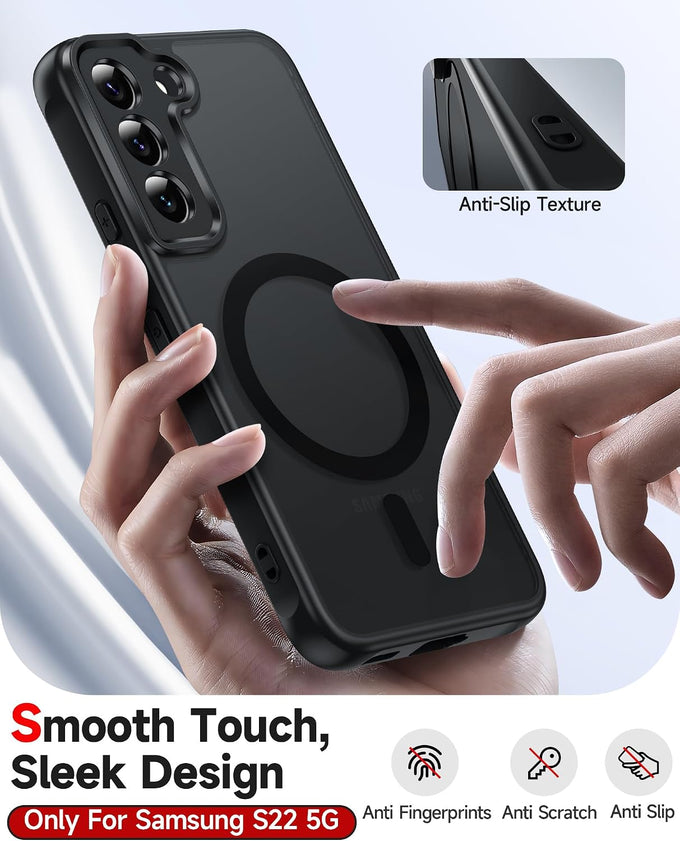 LeYi for Samsung-Galaxy-S22 Case [MagSafe Fit] Slim Translucent, Black