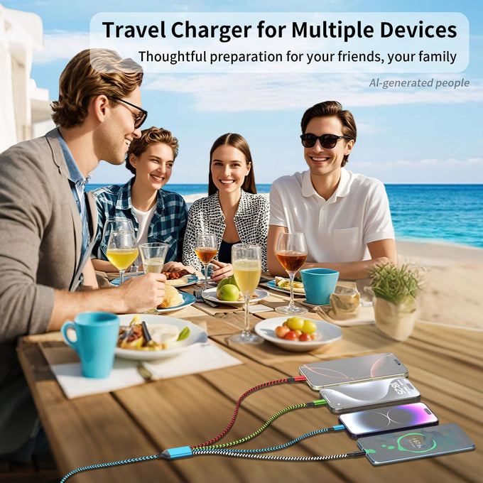 4 in 2 Multi Charging Cable, USBA/C Universal Charging Cords 2 Pack 5FT