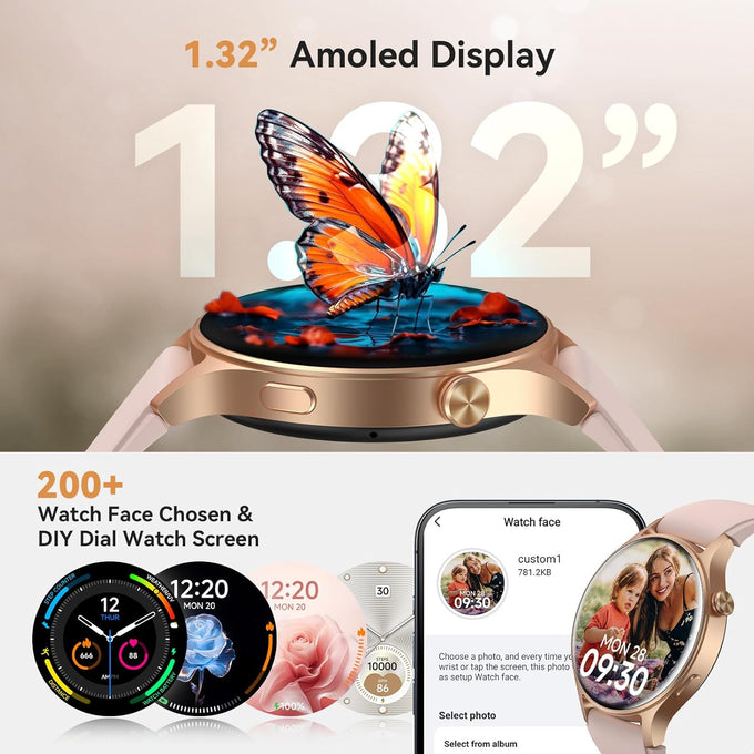 Smart Watch for Women, Answer/Make Call, 1.32'' AMOLED Ultra-Clear Screen