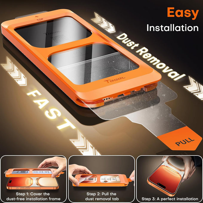 TOCOL for iPhone 17 Pro Max Screen Protector, Easy Installation