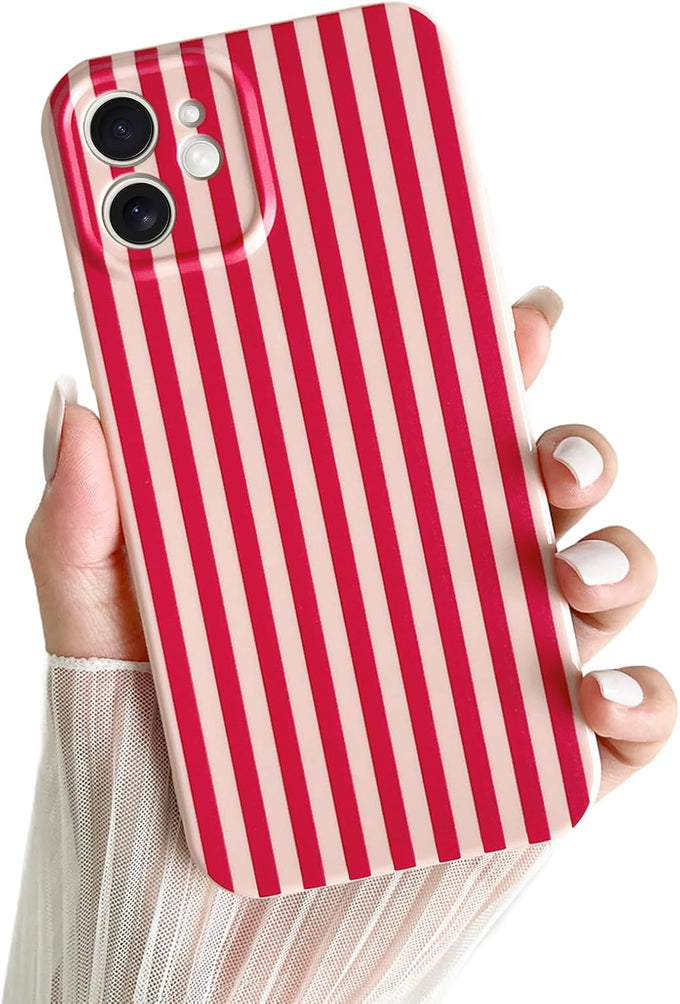 Skyseaco for iPhone 14 Case Cute Aesthetic Striped Phone Case for Women Girl Trendy Soft TPU Slim Shockproof Full Camera Protection Cover, Blue and White