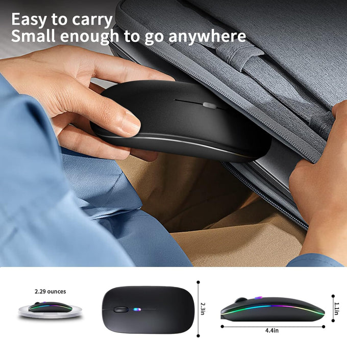 KANMABPC Wireless Bluetooth Mouse, Silent Dual Mode Mouse(Black)