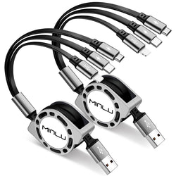 Multi Charging Cable 3A, Retractable Car Charger Cord for Multiple Devices