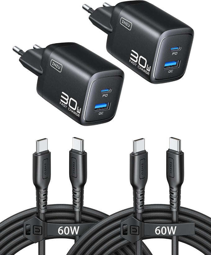 INIU USB C Charger, 30W Type C Fast Charging, 2-Port Adapter Charger Block