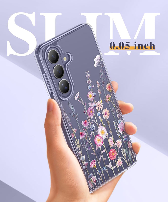 GVIEWIN for Samsung Galaxy S26 Case Floral Clear Slim Non-Yellowing