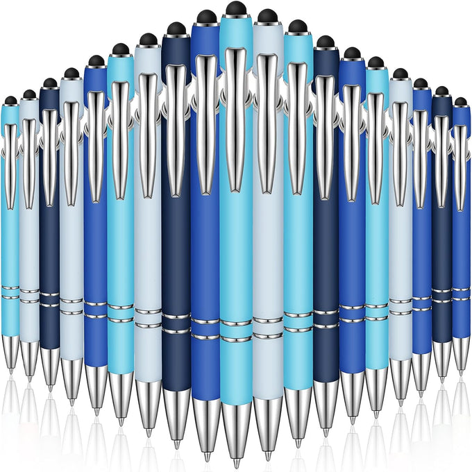38 Pcs Ballpoint Pen 2-in-1 Stylus, Metal Rubberized Grip, Assorted Colors