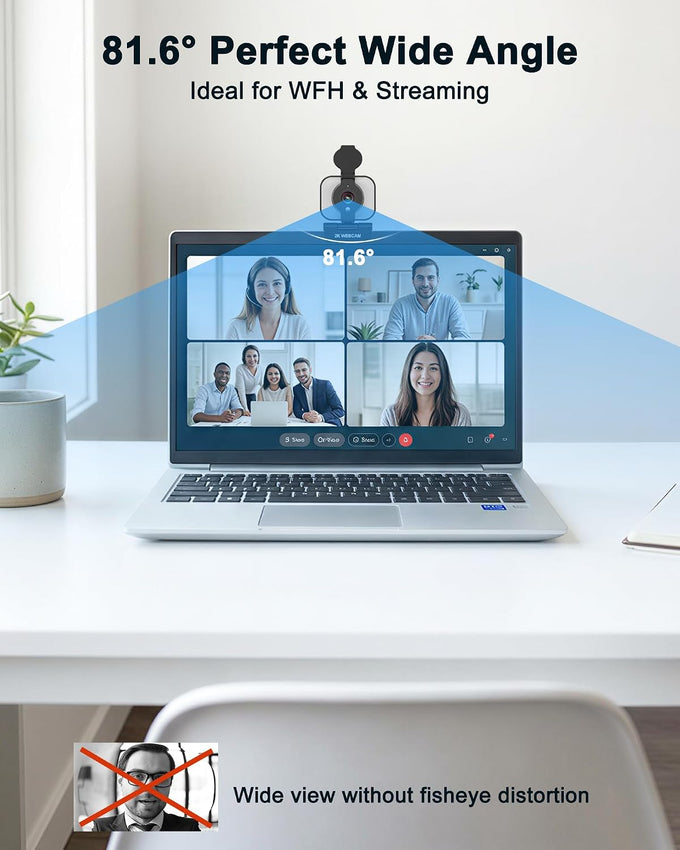 Atatat 2K Webcam for PC with Light, Microphone, Privacy Cover