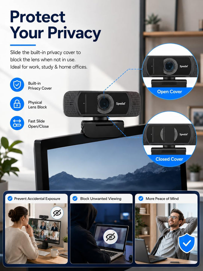 1080P Webcam with Microphone for Laptop and Desktop