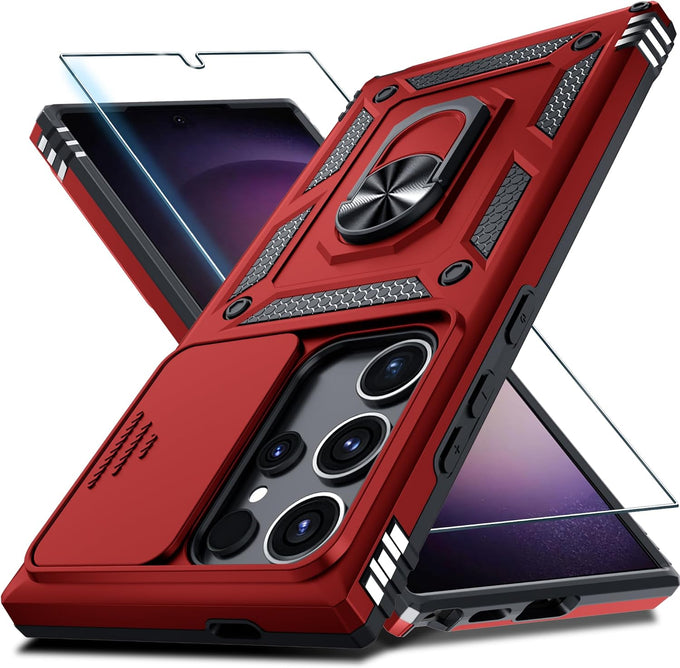 for Samsung Galaxy S26 Ultra Case Built in Slide Camera Cover,Wine Red
