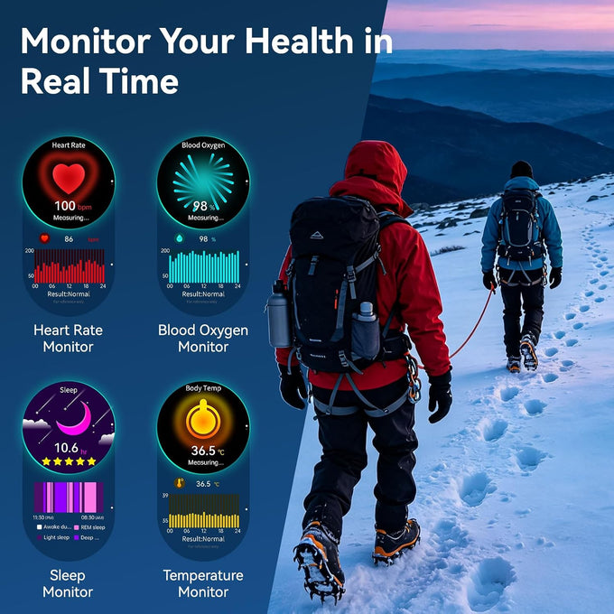1.53" Military Smart Watch for Men with LED Flashlight & Bluetooth Calls
