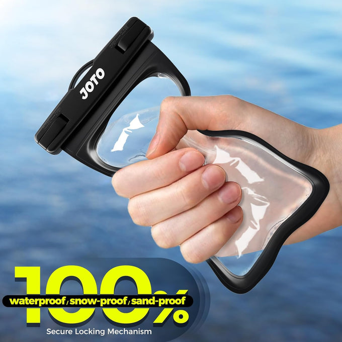 JOTO 2 Pack Waterproof Phone Pouch, Universal IPX8 Dry Bag up to 7" -Black