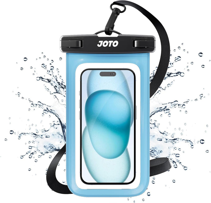 JOTO 2 Pack Waterproof Phone Pouch, Universal IPX8 Dry Bag up to 7" -Black